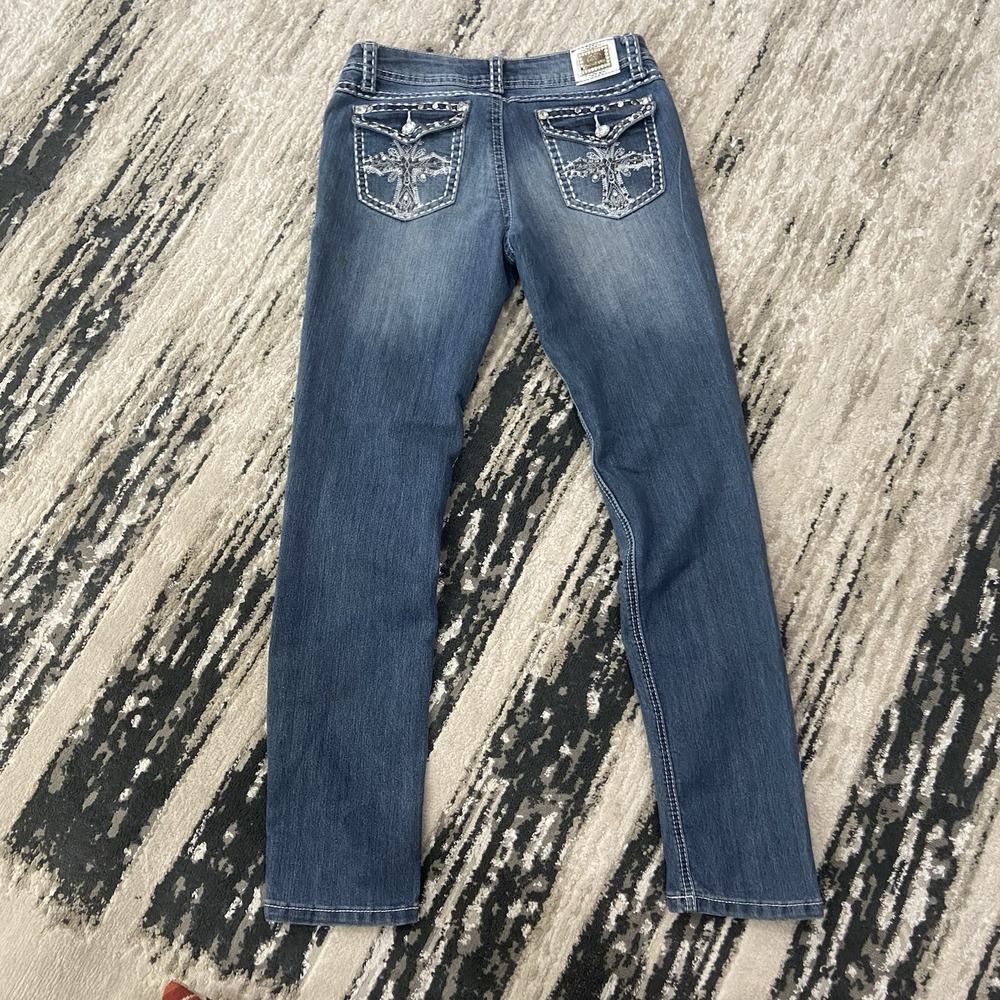 Y2K Twelve K Jeans 9 Embroidered Cross Pockets Stretch Denim Jeans Rhinestone‎